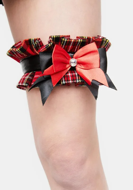 Red Plaid Leg Garters sold by Dolls Kill