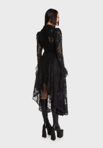 Gothic Romantic Hollow Out Frilly Lace Dress sold by Dolls Kill