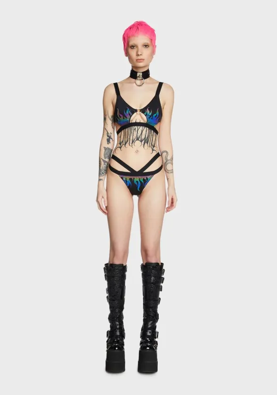 Flames Reflective Bikini Set sold by Dolls Kill