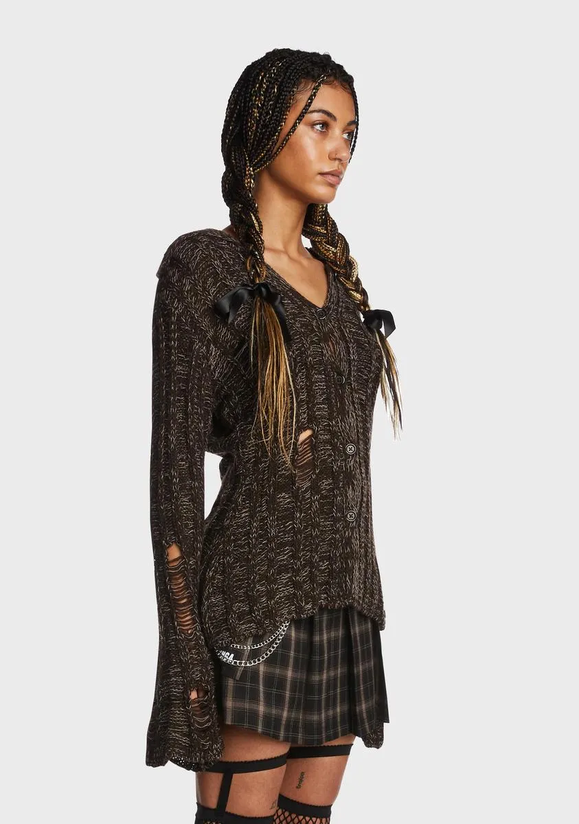 Gem Distressed Knit Cardigan sold by Dolls Kill product image thumbnail 3