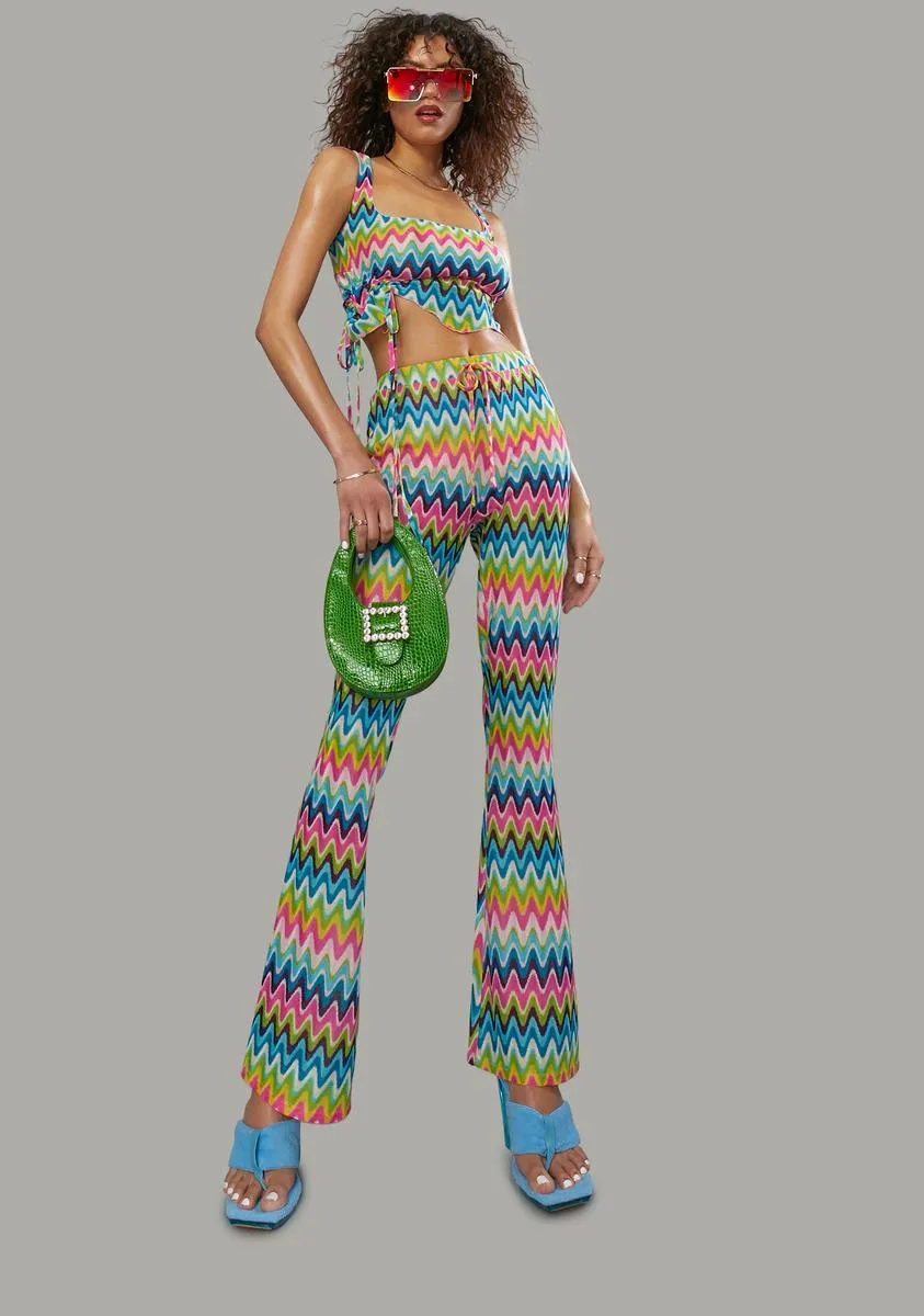 Wavy Thoughts Stitch Knit Flare Pants sold by Dolls Kill product image thumbnail 2