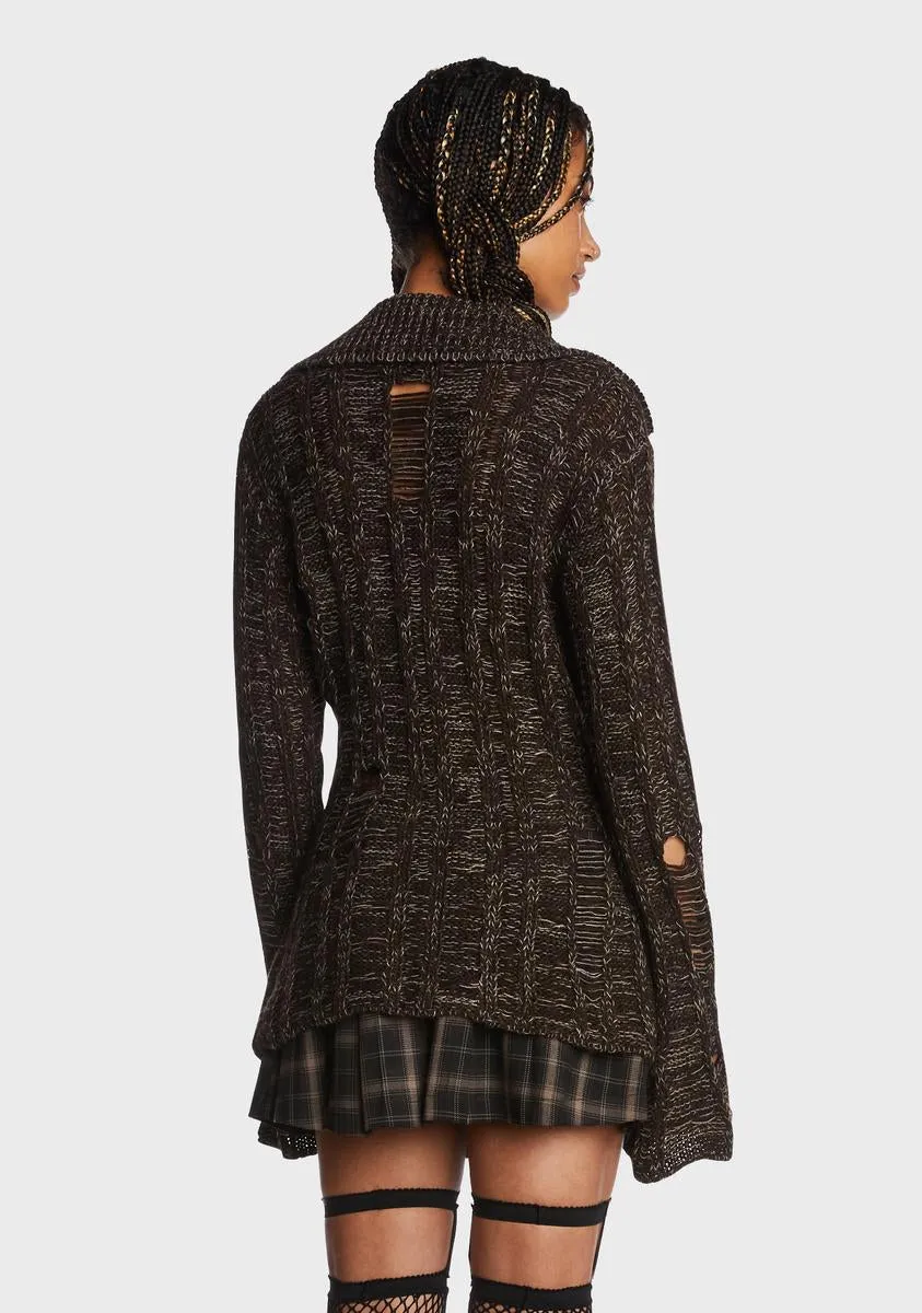 Gem Distressed Knit Cardigan sold by Dolls Kill product image thumbnail 4