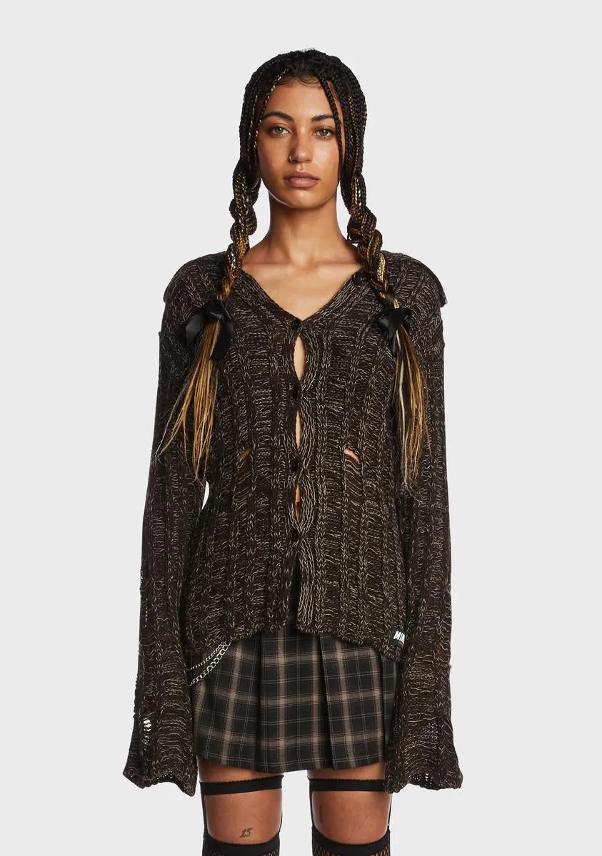 Gem Distressed Knit Cardigan sold by Dolls Kill
