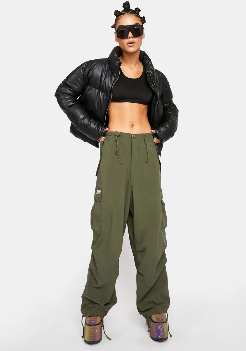 Olive Micro Twill Wind Pants sold by Dolls Kill product image thumbnail 3
