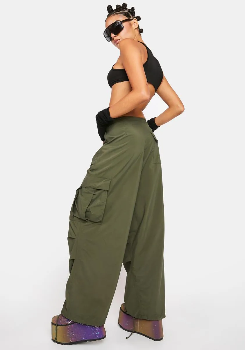 Olive Micro Twill Wind Pants sold by Dolls Kill product image thumbnail 4