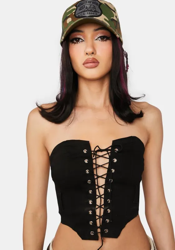 You're A Jean-ius Denim Corset Top sold by Dolls Kill