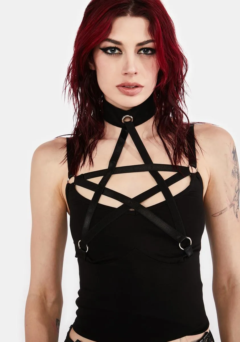 Pentagram Strappy Top sold by Dolls Kill