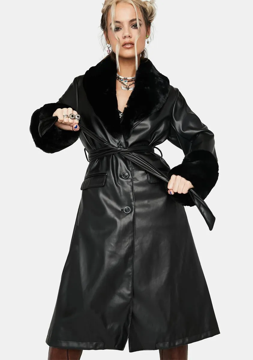 Heart Beat Here Vegan Leather Trench Coat sold by Dolls Kill