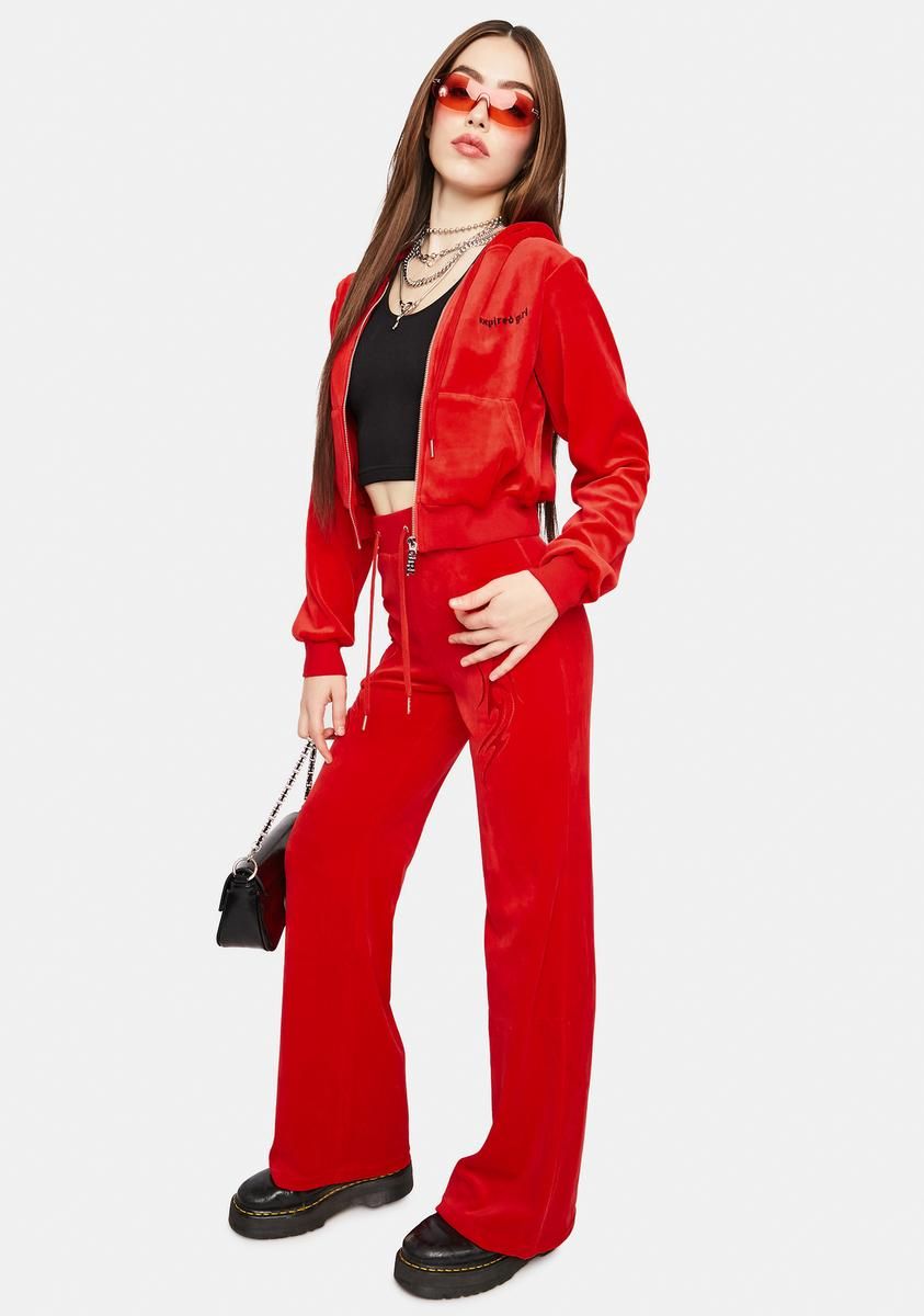 Fire Velvet Flame Track Pants sold by Dolls Kill product image thumbnail 2