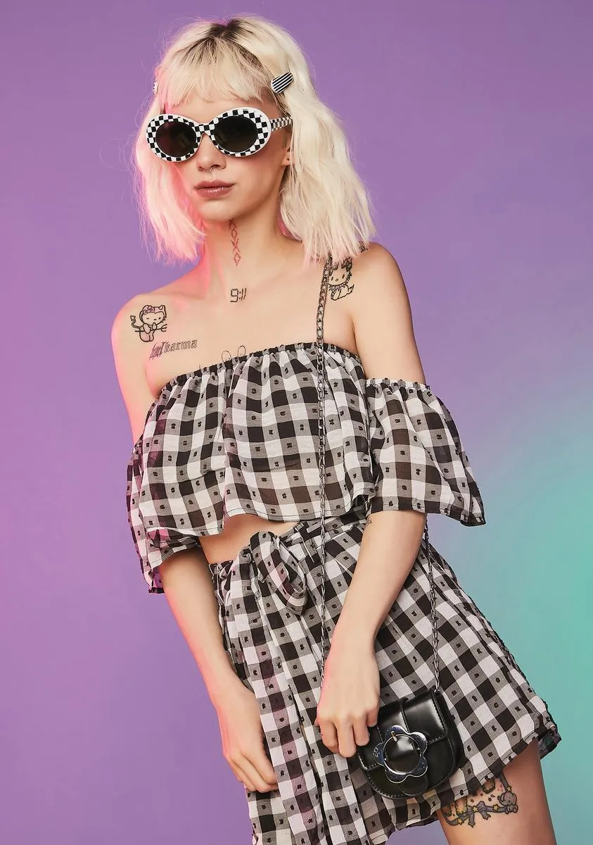 Midnight Forget Me Not Gingham Shorts Set sold by Dolls Kill product image thumbnail 2