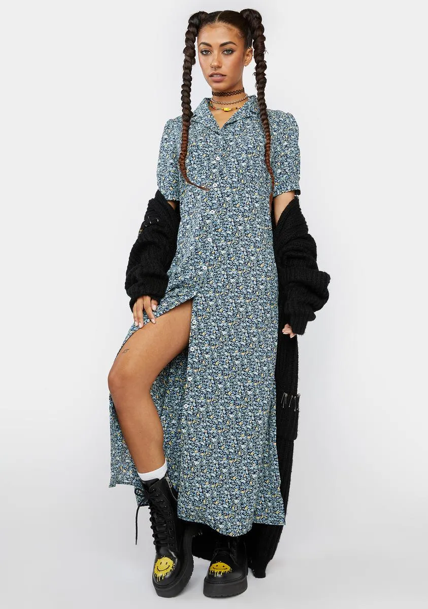 Navy Starstruck Meadow Midi Shirt Dress sold by Dolls Kill product image thumbnail 3