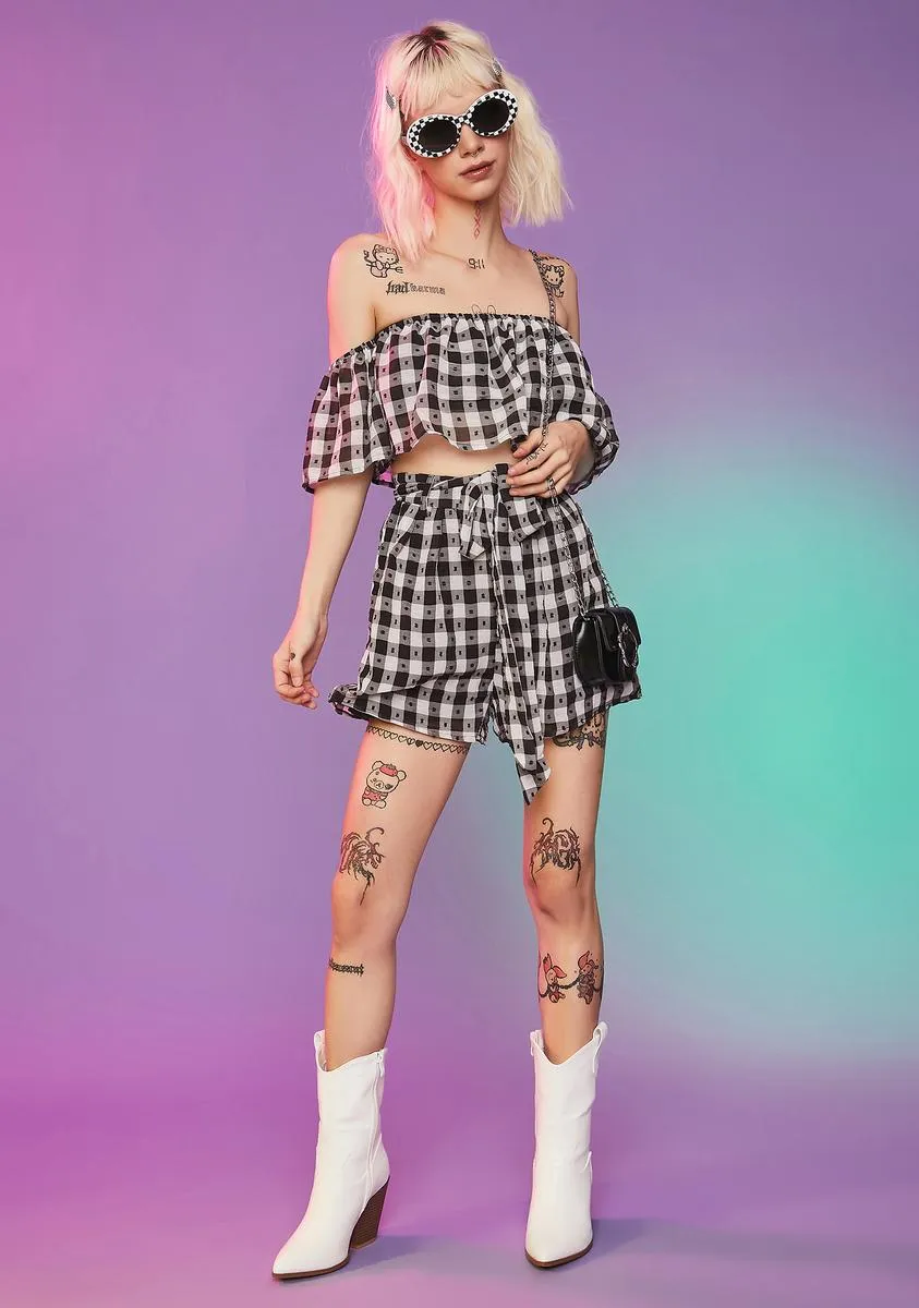 Midnight Forget Me Not Gingham Shorts Set sold by Dolls Kill product image thumbnail 3