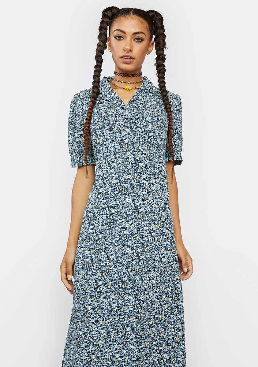 Navy Starstruck Meadow Midi Shirt Dress sold by Dolls Kill product image thumbnail 2