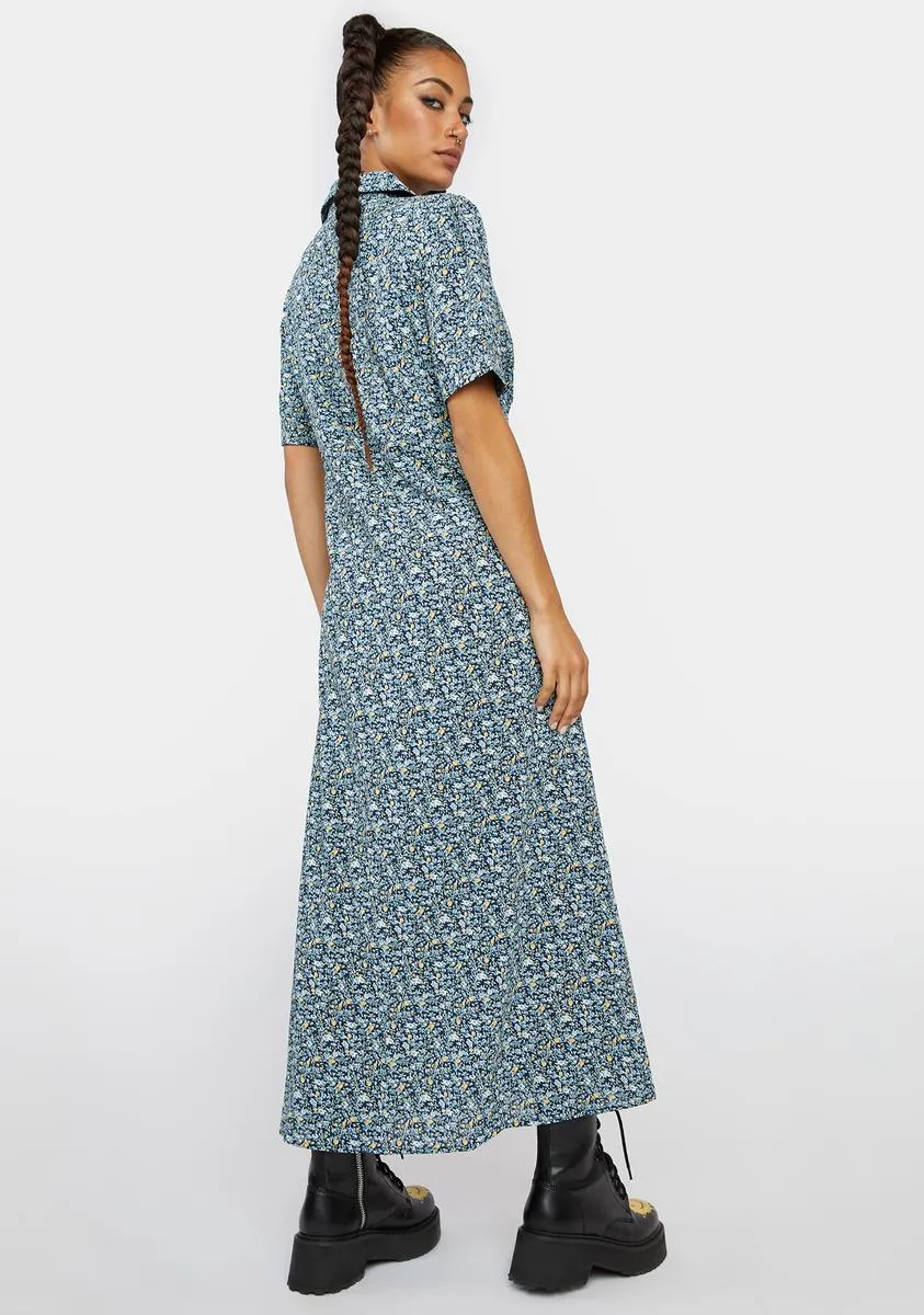 Navy Starstruck Meadow Midi Shirt Dress sold by Dolls Kill product image thumbnail 4