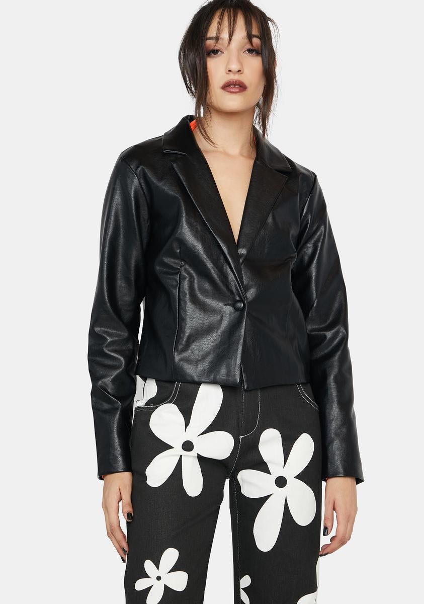 On The Rise Vegan Leather Blazer sold by Dolls Kill