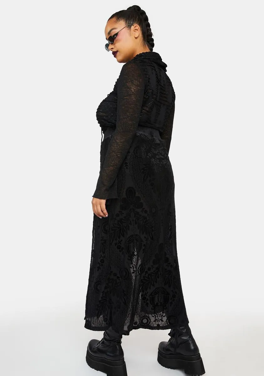 Plus Swallow Tail Velvet Split Midi Skirt sold by Dolls Kill product image thumbnail 4