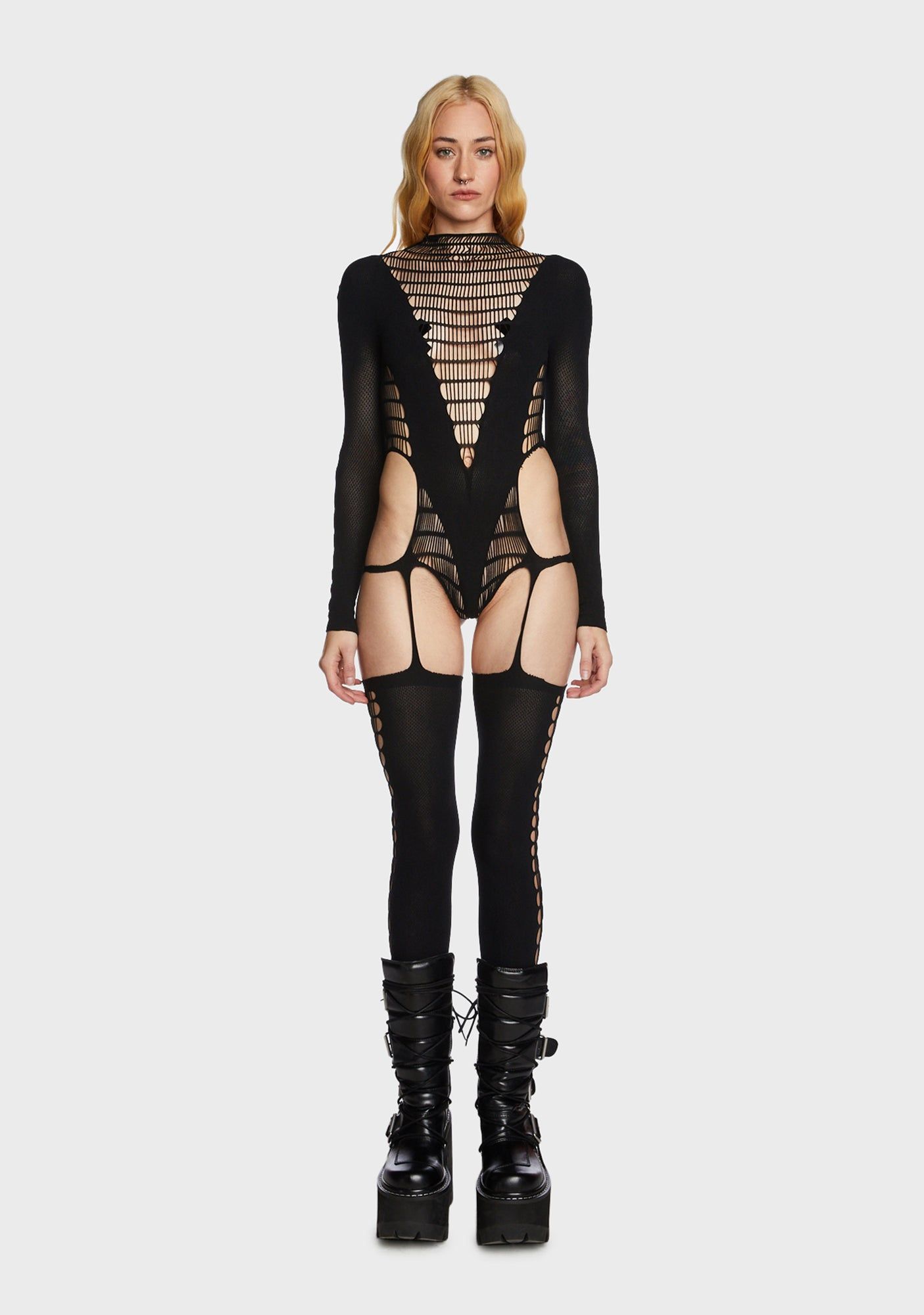 Feisty Attitude Cutout Bodystocking sold by Dolls Kill