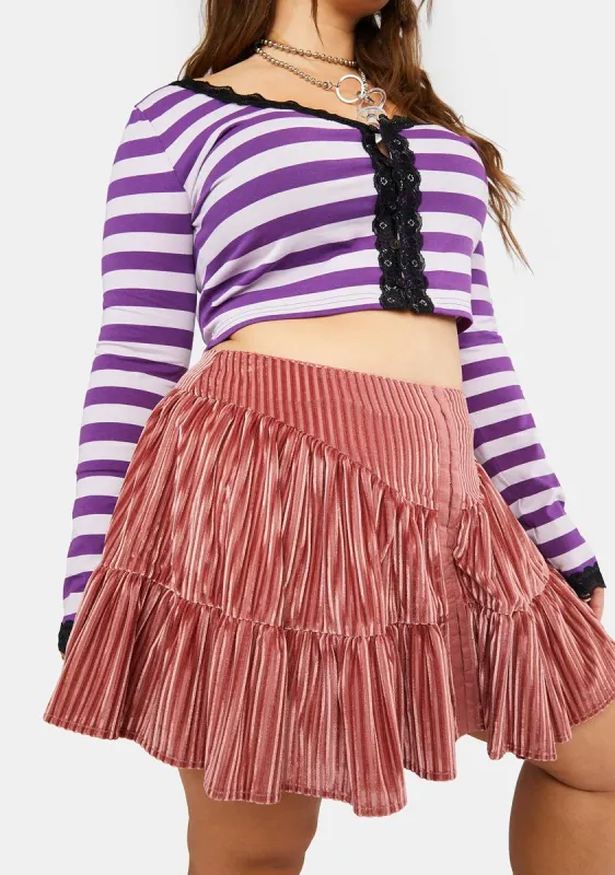 Plus Little By Little Velour Mini Skirt sold by Dolls Kill