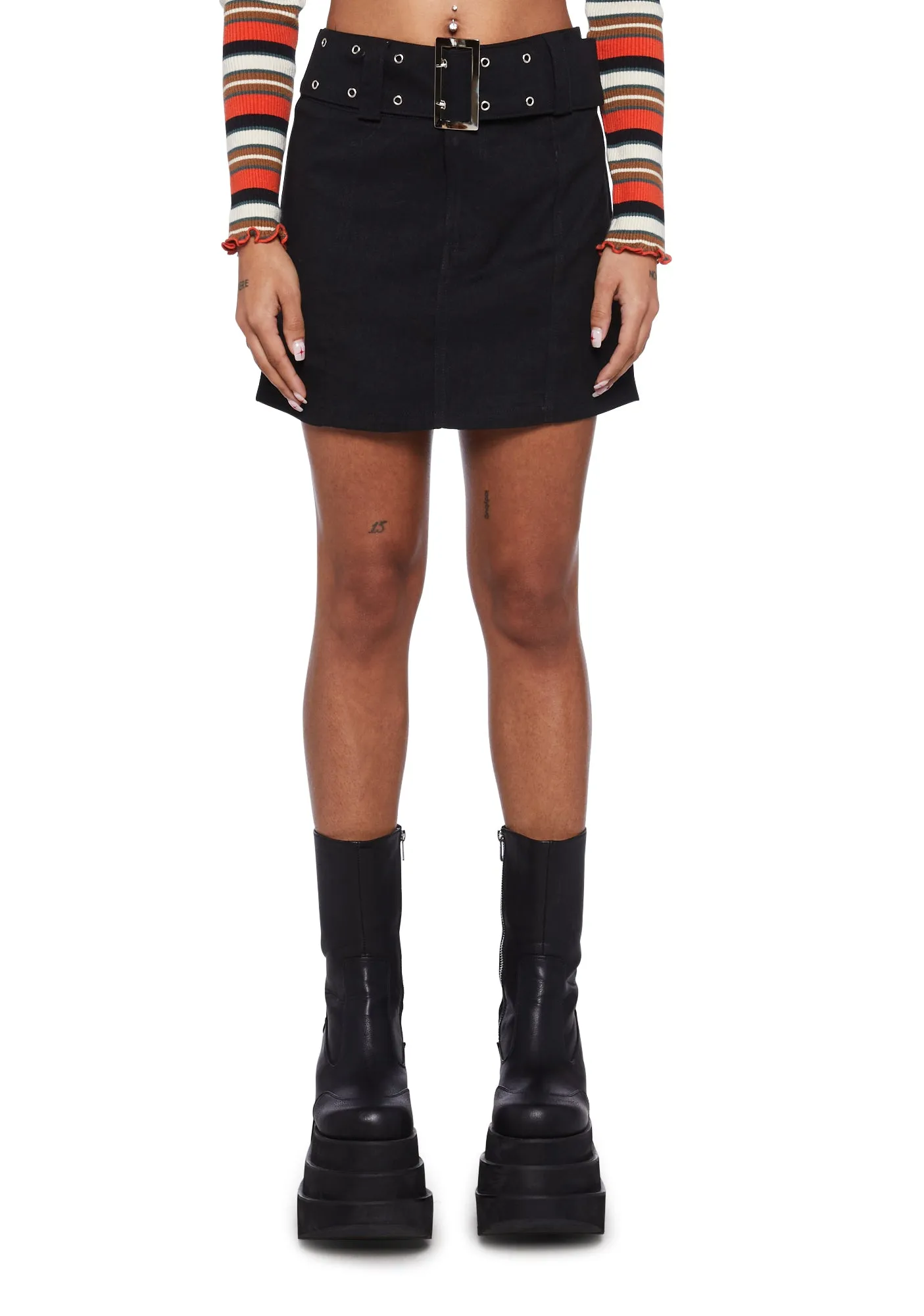 Belted Mini Skirt sold by Dolls Kill