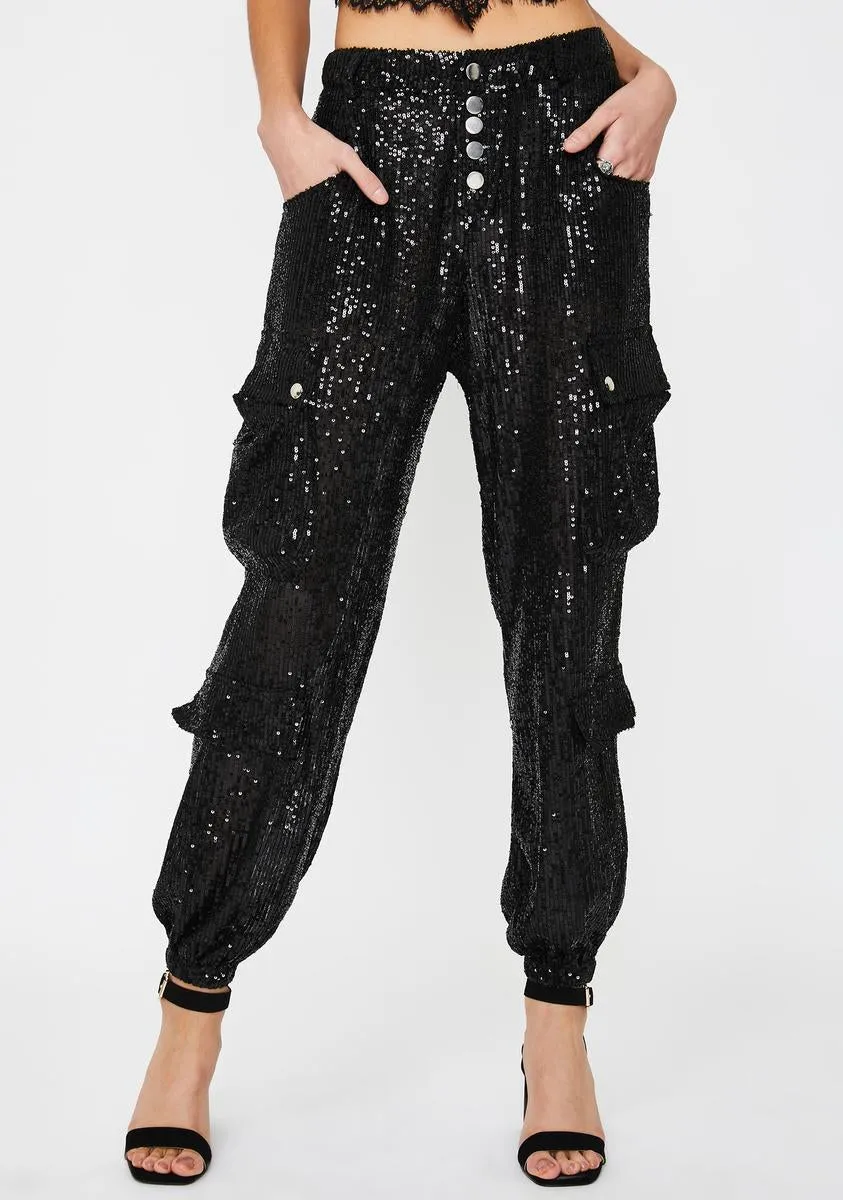 Cypress Sequin Cargo Pants sold by Dolls Kill
