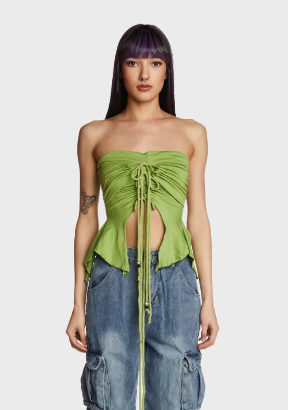 Going Mainstream Crop Top - Green sold by Dolls Kill