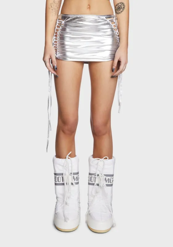 Dance Floor Queen Mini Skirt - Silver sold by Dolls Kill