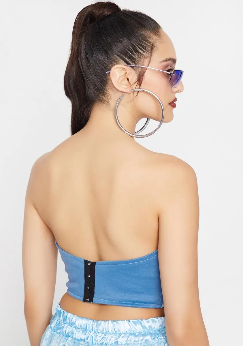 Sky Satin Cropped Corset Top sold by Dolls Kill product image thumbnail 4