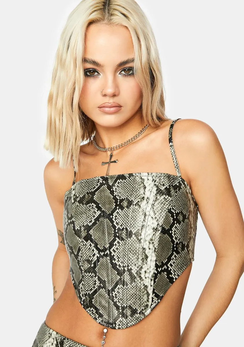 Zion Snakeskin Corset Top sold by Dolls Kill