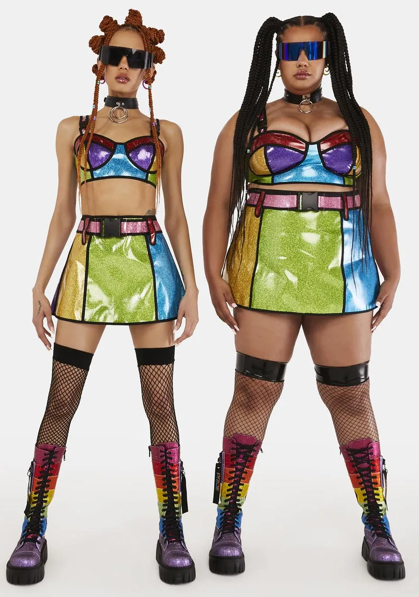 Rainbow Runner Glitter Mini Skirt sold by Dolls Kill product image thumbnail 3