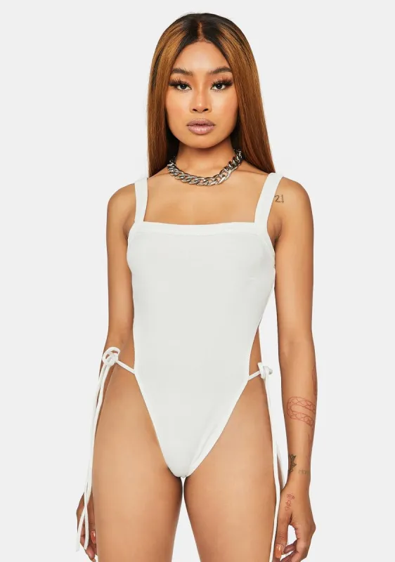 Cream Make Up My Mind Tank Bodysuit sold by Dolls Kill