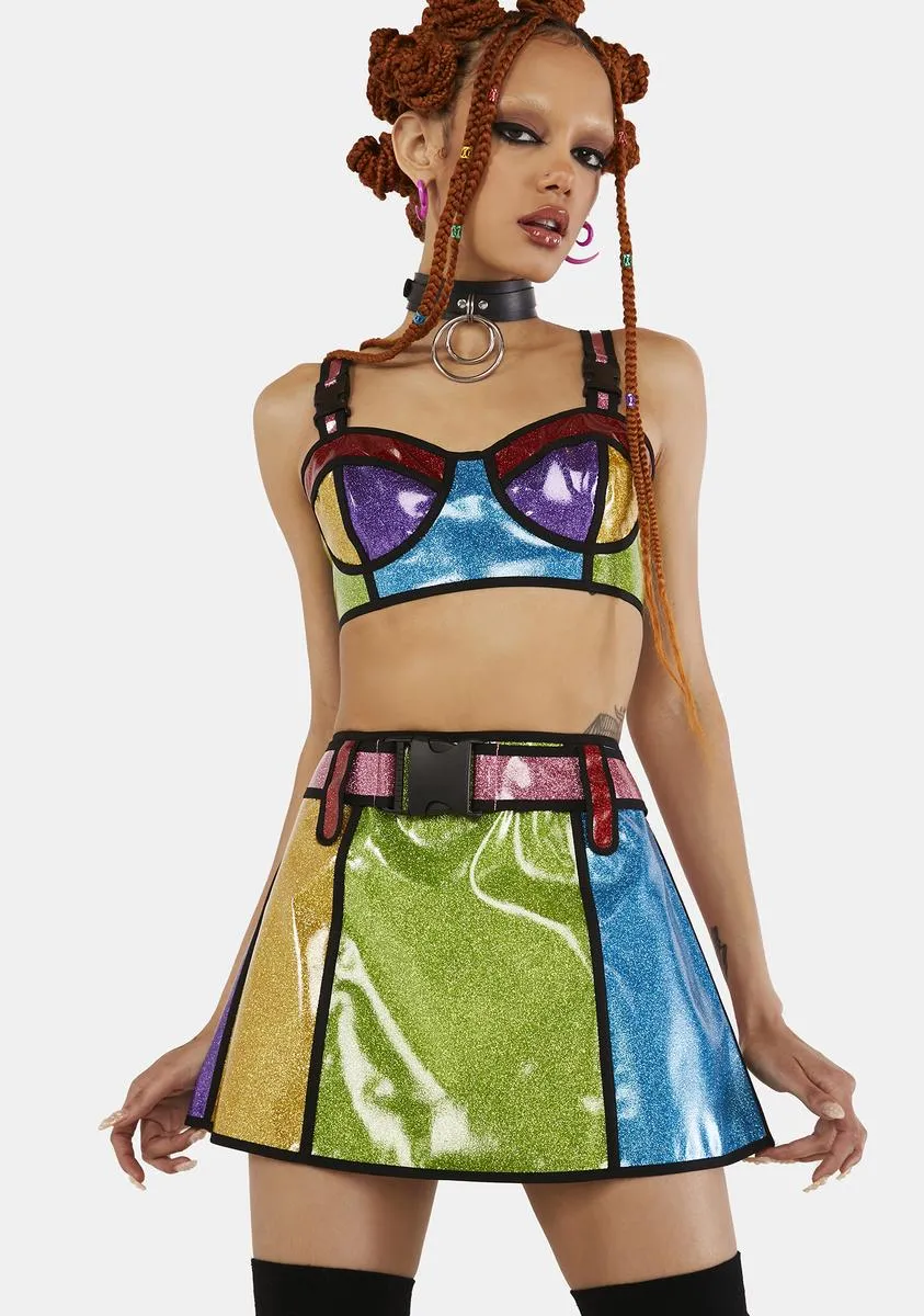 Rainbow Runner Glitter Mini Skirt sold by Dolls Kill product image thumbnail 4