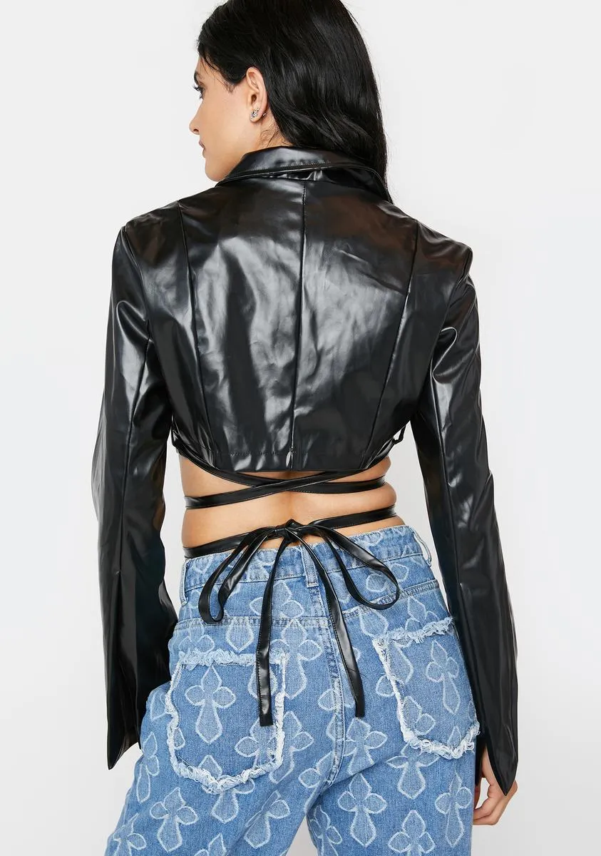 Noir Good Ish Vegan Leather Blazer sold by Dolls Kill product image thumbnail 4