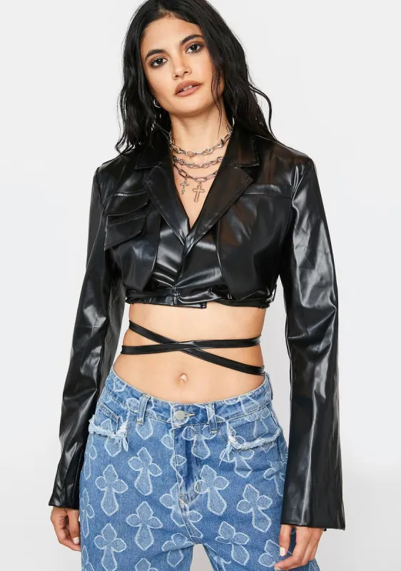 Noir Good Ish Vegan Leather Blazer sold by Dolls Kill