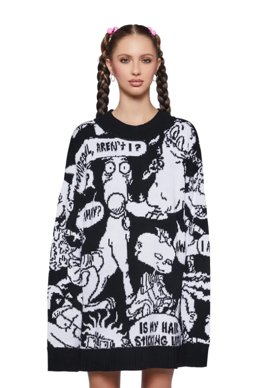 Thinking Too Much Intarsia Sweater sold by Dolls Kill