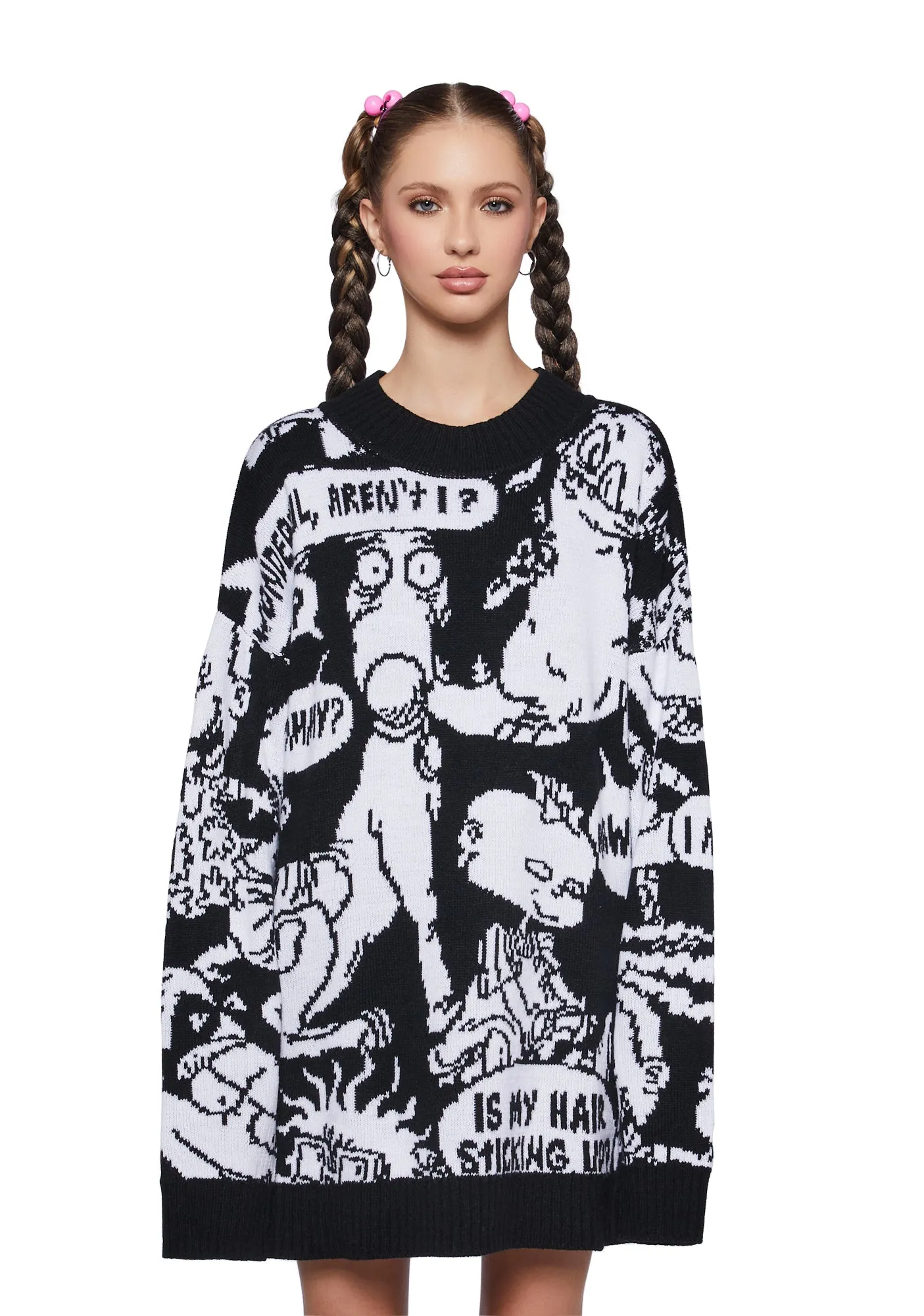 Thinking Too Much Intarsia Sweater sold by Dolls Kill