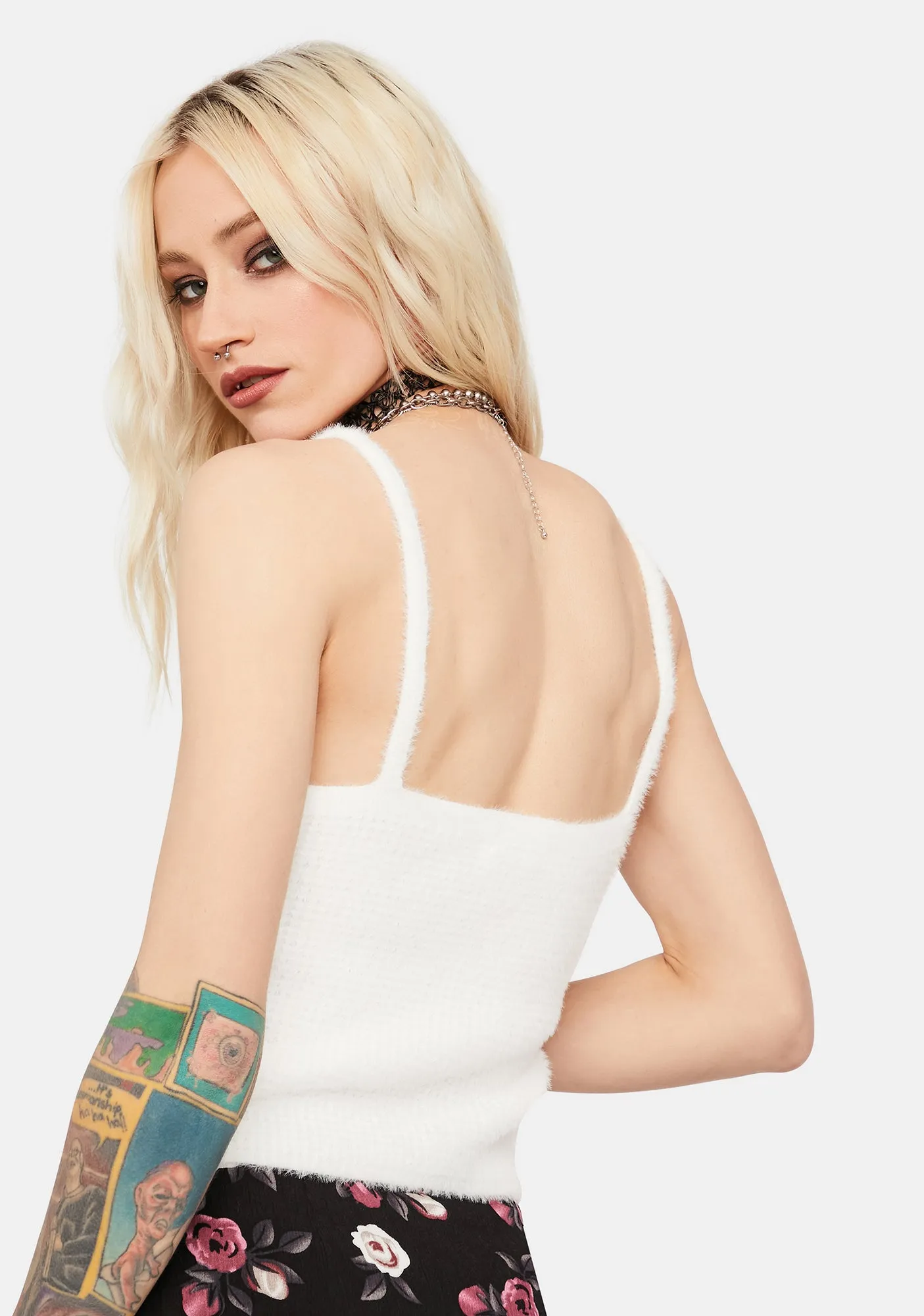 Pure Chill Side Fuzzy Knit Tank sold by Dolls Kill product image thumbnail 2