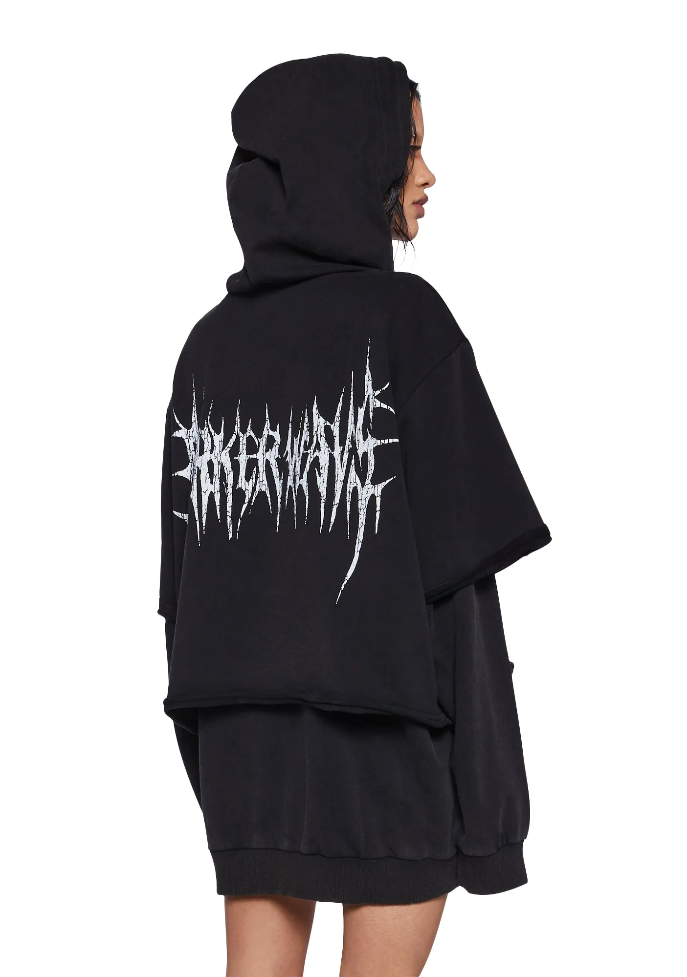 Crossfade Washed Zip-Up Hoodie - Black sold by Dolls Kill product image thumbnail 4