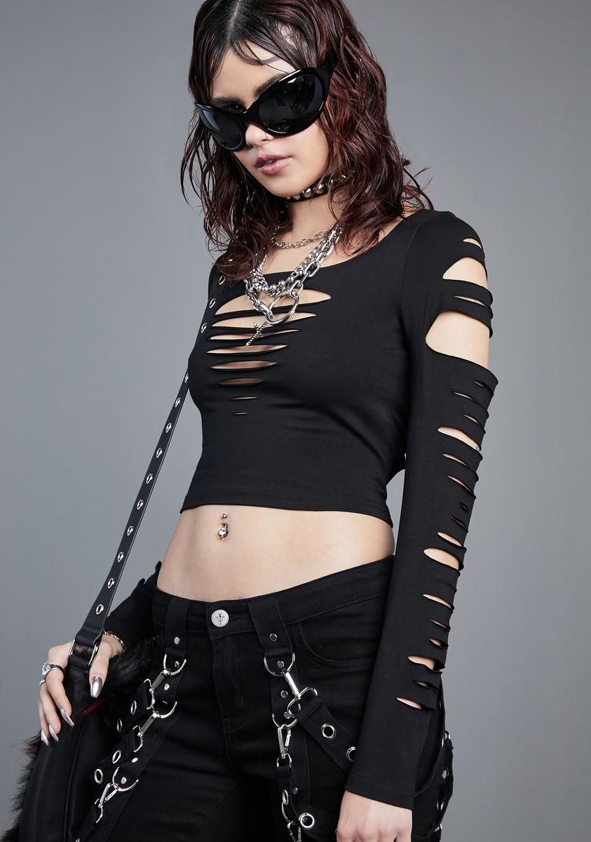 New Skin Shredded Crop Top sold by Dolls Kill product image thumbnail 2