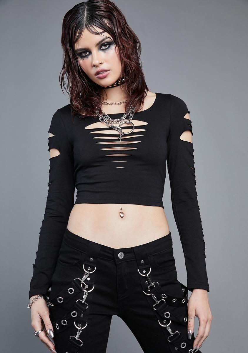 New Skin Shredded Crop Top sold by Dolls Kill