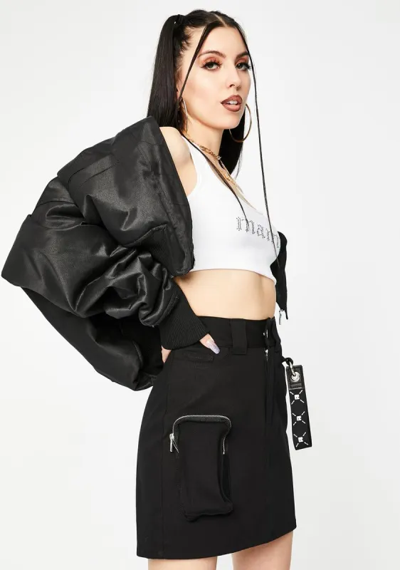 Black Pocket Mini Skirt sold by Dolls Kill