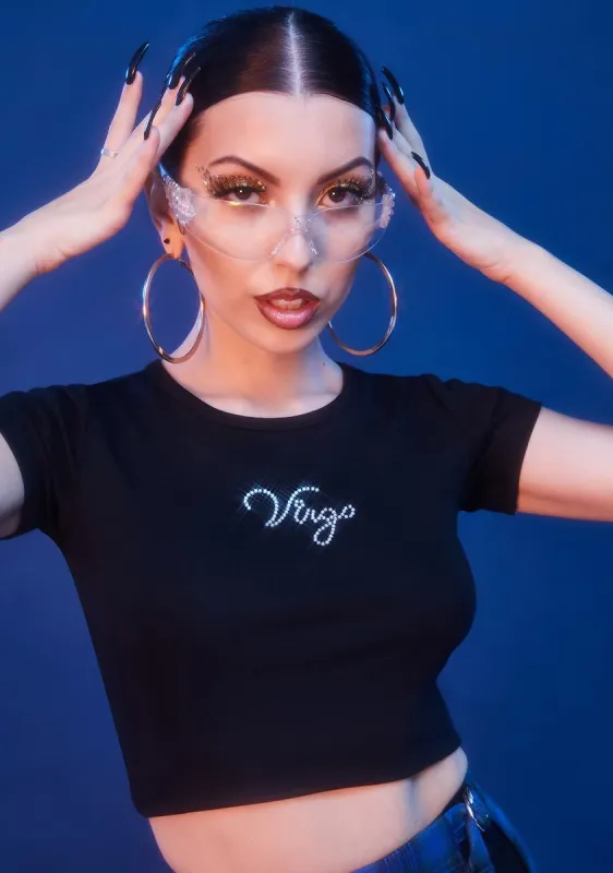 Virgo Vixen Rhinestone Crop Tee sold by Dolls Kill