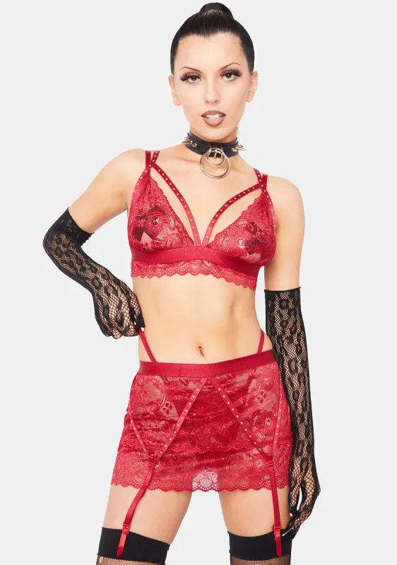 Garnet Romance Lingerie Set sold by Dolls Kill