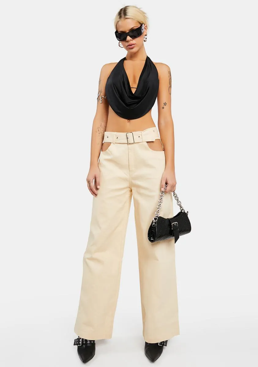 Cream Belted Cut Out Pants sold by Dolls Kill product image thumbnail 2