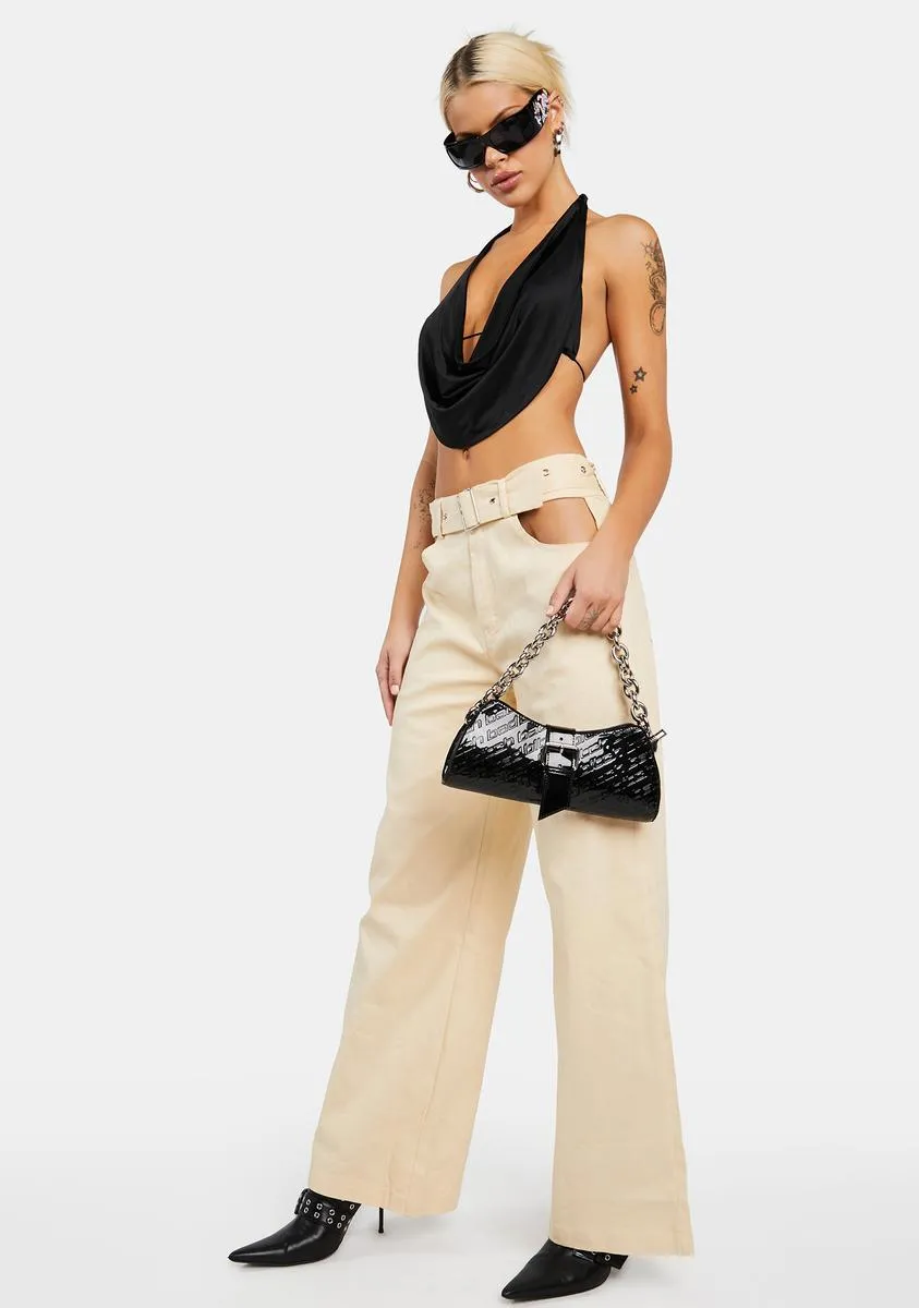 Cream Belted Cut Out Pants sold by Dolls Kill product image thumbnail 3