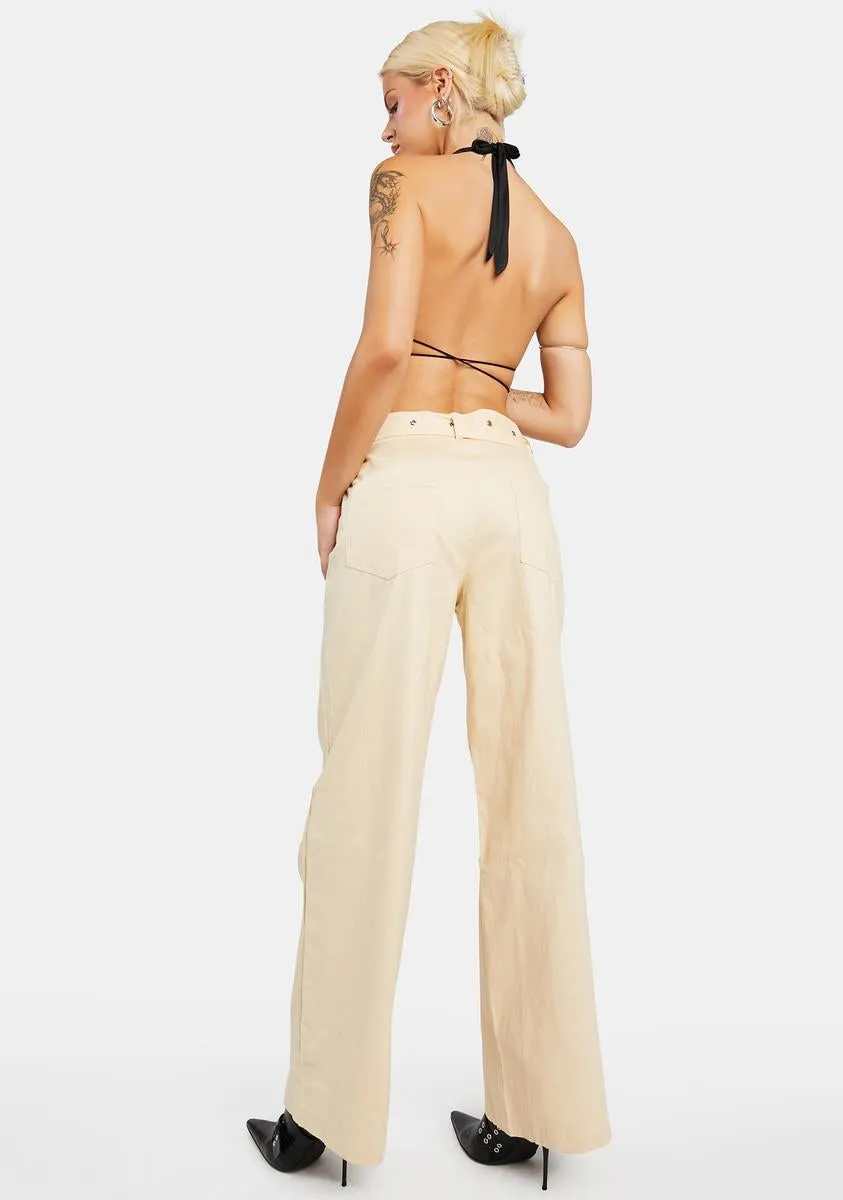Cream Belted Cut Out Pants sold by Dolls Kill product image thumbnail 4