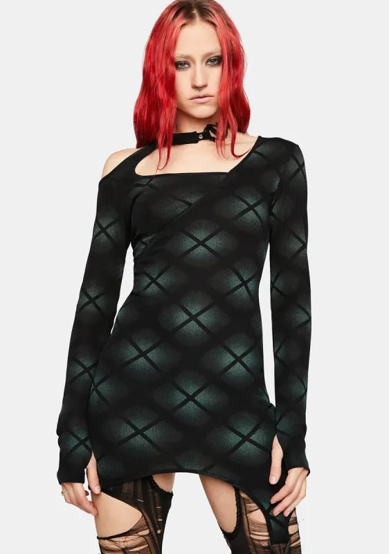 Dark Asymmetric Sexy Plaid Print Dress sold by Dolls Kill