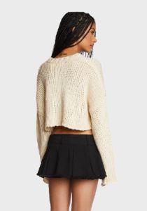 Mega Star Cropped Sweater - Cream sold by Dolls Kill