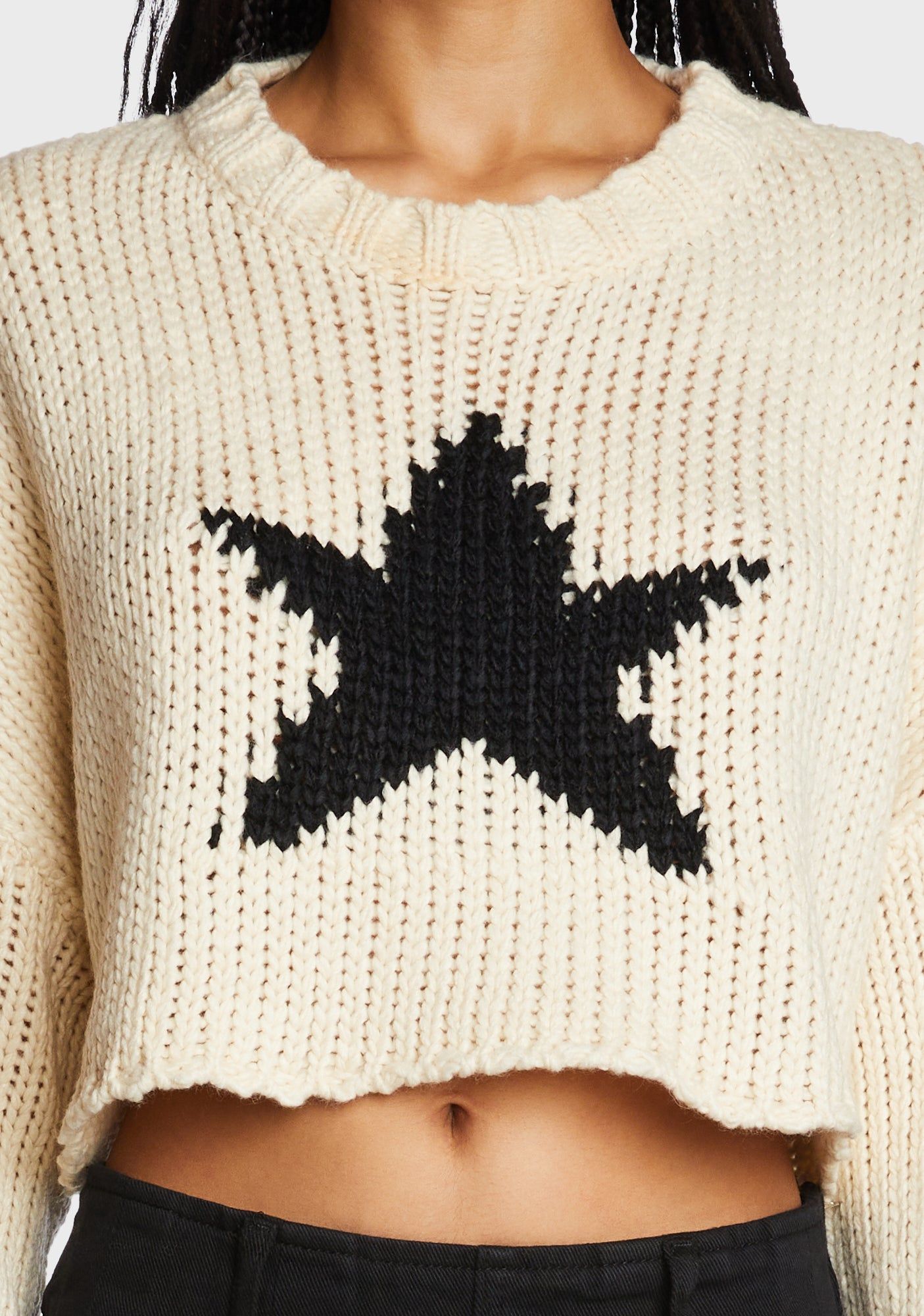 Mega Star Cropped Sweater - Cream sold by Dolls Kill product image thumbnail 5