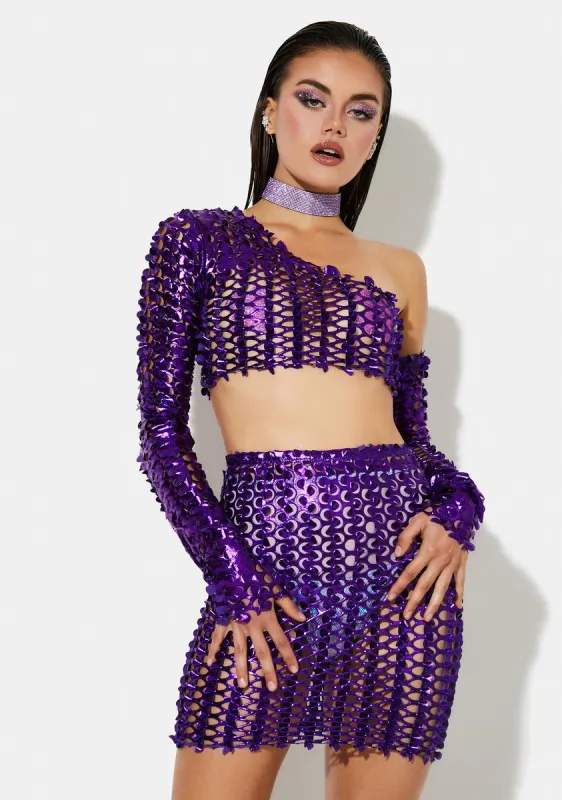 Dazzle Blvd Textured Skirt Set sold by Dolls Kill