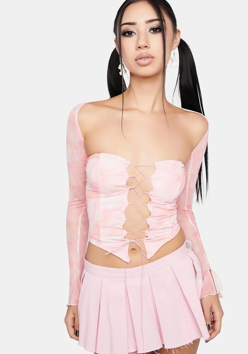 Peach Say Pretty Please Corset Top sold by Dolls Kill